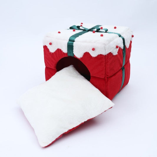 HKM-115603 Cat Nest Large Space One Nest Dual-use Christmas Pet Bed Fully Enclosed Small Dog Kennel