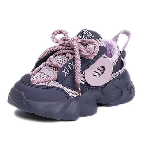 HKM-115603 New Girls Casual Chunky Sports Shoes Children's Thick-Soled Running Sneakers for Spring Students Soft Dad Shoes