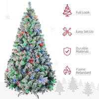 HKM-115667 7.5ft Mini Prelit Snow Flocked Artificial Christmas Tree with 1149 Branches and 550 Warm White Lights
