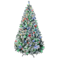 HKM-115667 7.5ft Mini Prelit Snow Flocked Artificial Christmas Tree with 1149 Branches and 550 Warm White Lights