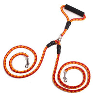 HKM-1157437 Double-Ended Dog Leash with Padded Handles - Heavy-Duty Reflective Nylon Rope, 1.3m for Safe and Comfortable Walks