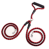 HKM-1157437 Double-Ended Dog Leash with Padded Handles - Heavy-Duty Reflective Nylon Rope, 1.3m for Safe and Comfortable Walks