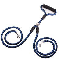 HKM-1157437 Double-Ended Dog Leash with Padded Handles - Heavy-Duty Reflective Nylon Rope, 1.3m for Safe and Comfortable Walks