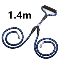 HKM-1157437 Double-Ended Dog Leash with Padded Handles - Heavy-Duty Reflective Nylon Rope, 1.3m for Safe and Comfortable Walks