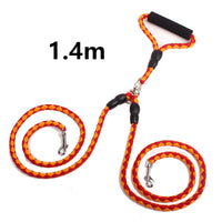 HKM-1157437 Double-Ended Dog Leash with Padded Handles - Heavy-Duty Reflective Nylon Rope, 1.3m for Safe and Comfortable Walks
