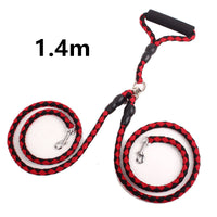 HKM-1157437 Double-Ended Dog Leash with Padded Handles - Heavy-Duty Reflective Nylon Rope, 1.3m for Safe and Comfortable Walks