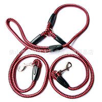 HKM-1157437 Double-Ended Dog Leash with Padded Handles - Heavy-Duty Reflective Nylon Rope, 1.3m for Safe and Comfortable Walks