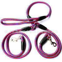 HKM-1157437 Double-Ended Dog Leash with Padded Handles - Heavy-Duty Reflective Nylon Rope, 1.3m for Safe and Comfortable Walks