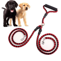 HKM-1157437 Double-Ended Dog Leash with Padded Handles - Heavy-Duty Reflective Nylon Rope, 1.3m for Safe and Comfortable Walks