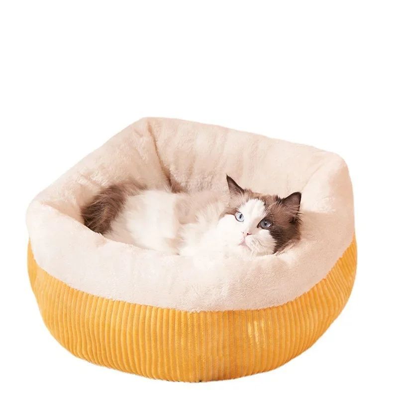 HKM-1157693 Cozy Circular Cat Sofa Bed for Kittens and Puppies - Durable Washable Pet Nest