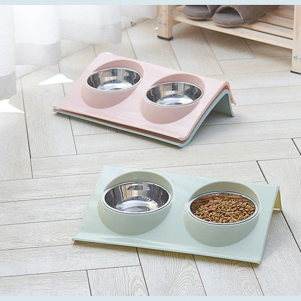 HKM-1157821 Stainless Steel Double Pet Bowl - Safe, Durable and Easy to Clean