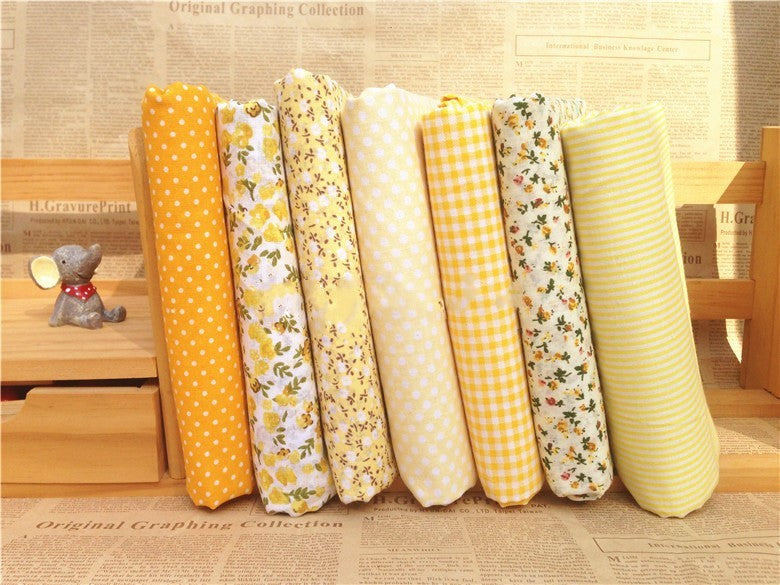 HKM-116051 Floral Cotton Fabric - 152cm Wide Yellow Print for Clothing, Home Décor, and DIY Projects