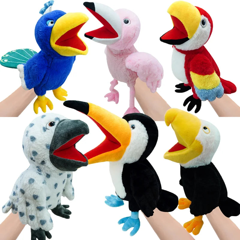 HKM-116051 Soft Plush Parrot Hand Puppet Toy for Kids – 40cm Big Mouth Design, Ideal for Ages 2 and Up