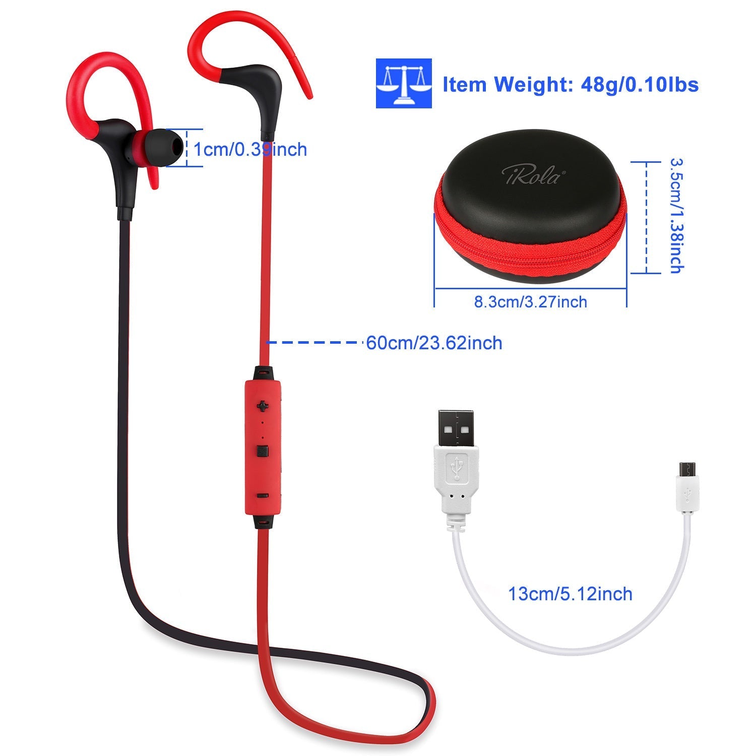 HKM-116243 Wireless Sport Earphones with Noise Cancellation, Sweatproof Design, and In-line Mic for Hands-Free Use