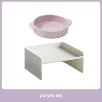 HKM-1163581 Elevated Metal Pet Bowl with Ceramic Base for Cats and Dogs