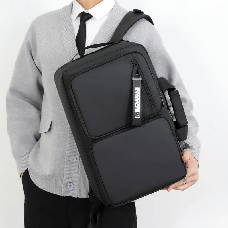 HKM-116435 Large Capacity Waterproof Business Backpack for 17-Inch Laptops with USB Port - Durable Nylon Design