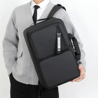 HKM-116435 Large Capacity Waterproof Business Backpack for 17-Inch Laptops with USB Port - Durable Nylon Design