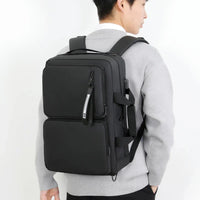 HKM-116435 Large Capacity Waterproof Business Backpack for 17-Inch Laptops with USB Port - Durable Nylon Design