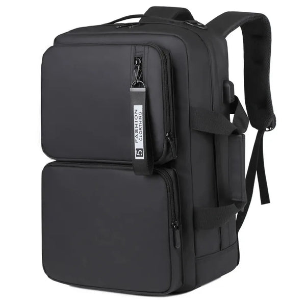 HKM-116435 Large Capacity Waterproof Business Backpack for 17-Inch Laptops with USB Port - Durable Nylon Design