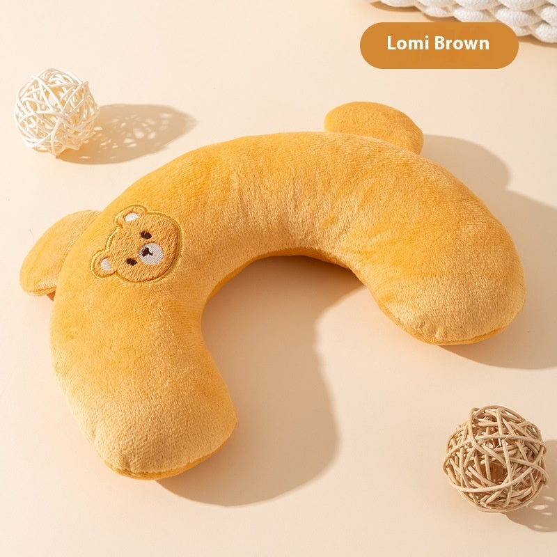 HKM-1165245 Cat U-Shape Mini Pillow - Breathable Design for Dogs in Lomi Brown, Mylo Gray, Ti'an Green