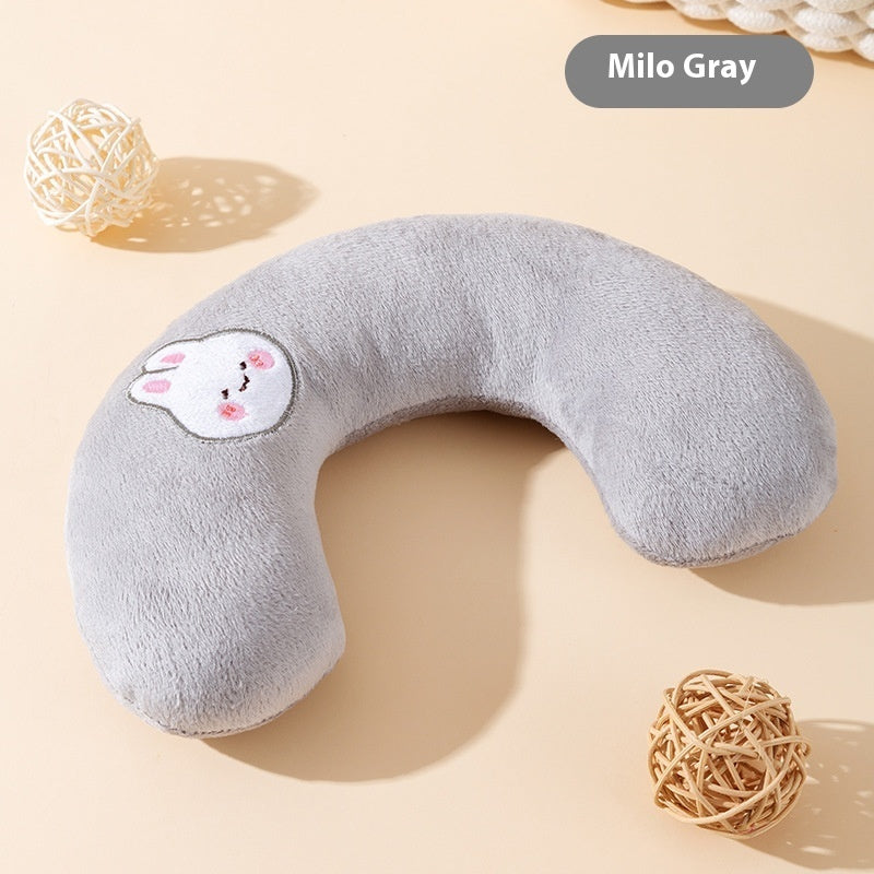 HKM-1165245 Cat U-Shape Mini Pillow - Breathable Design for Dogs in Lomi Brown, Mylo Gray, Ti'an Green
