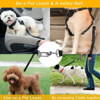 HKM-1166013 Adjustable Pet Dog Seat Belt Leash Safety Harness - 2 Pack for Cars, Fits Small to Large Dogs and Cats