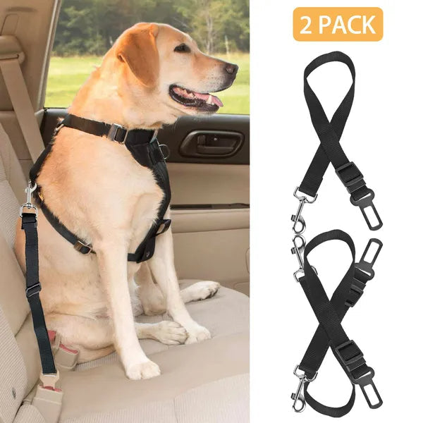 HKM-1166013 Adjustable Pet Dog Seat Belt Leash Safety Harness - 2 Pack for Cars, Fits Small to Large Dogs and Cats