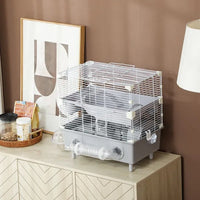 HKM-1167037 2-Tier Hamster Cage with Sand Bathroom, Running Wheel, and Water Bottle for Small Hamsters