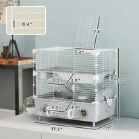 HKM-1167037 2-Tier Hamster Cage with Sand Bathroom, Running Wheel, and Water Bottle for Small Hamsters