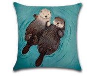 HKM-116755 Hand-Drawn Romantic Otter Decorative Pillow Cover for Home and Car