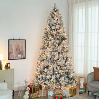 HKM-116819 9 ft Prelit Christmas Tree with 750 Clear Lights & 2387 Tips, Metal Stand for Holiday Decoration