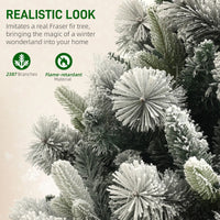 HKM-116819 9 ft Prelit Christmas Tree with 750 Clear Lights & 2387 Tips, Metal Stand for Holiday Decoration
