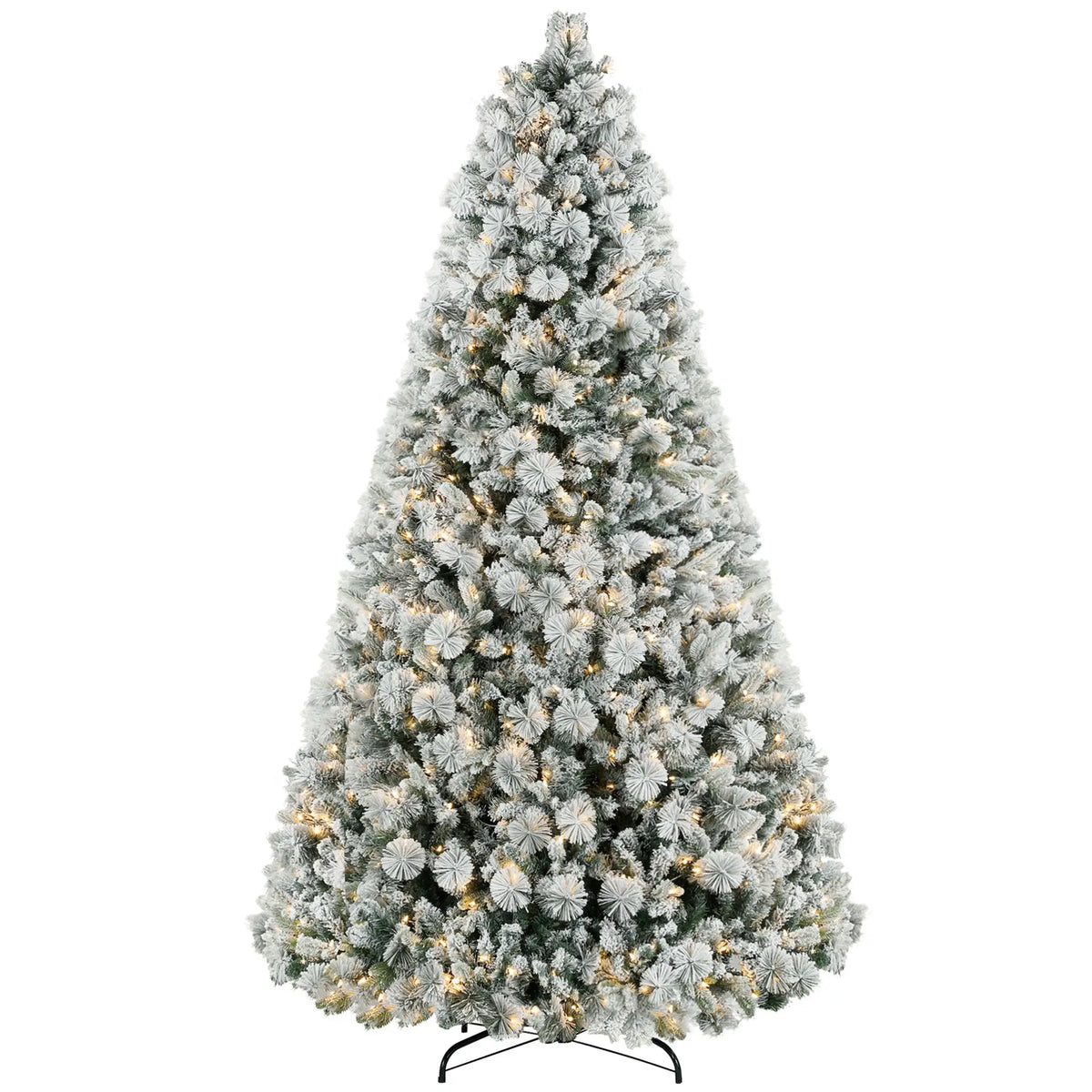 HKM-116819 9 ft Prelit Christmas Tree with 750 Clear Lights & 2387 Tips, Metal Stand for Holiday Decoration