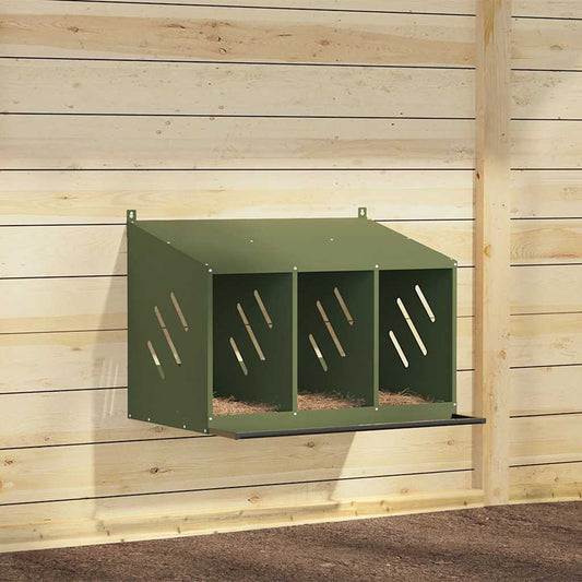 HKM-1170749 Olive Green Chicken Nesting Box with 3 Compartments for Comfortable Egg Laying