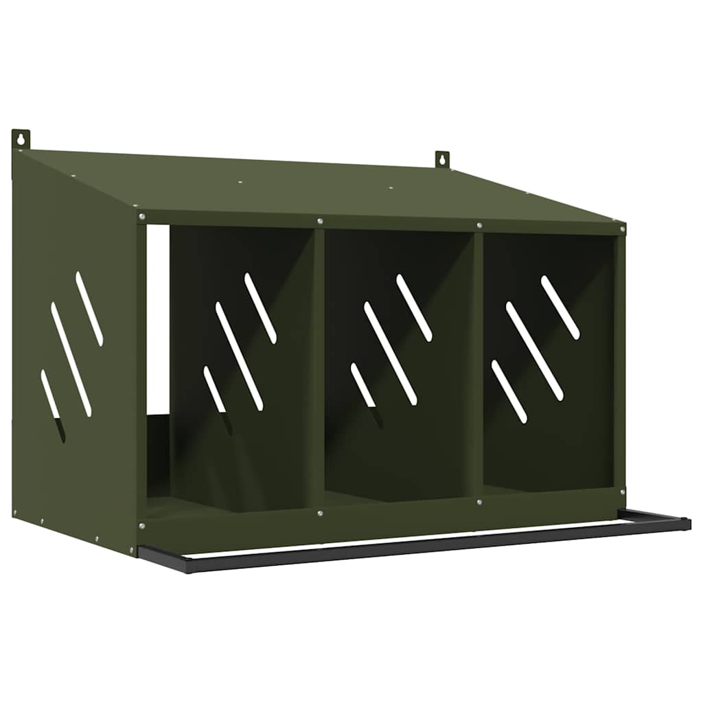 HKM-1170749 Olive Green Chicken Nesting Box with 3 Compartments for Comfortable Egg Laying