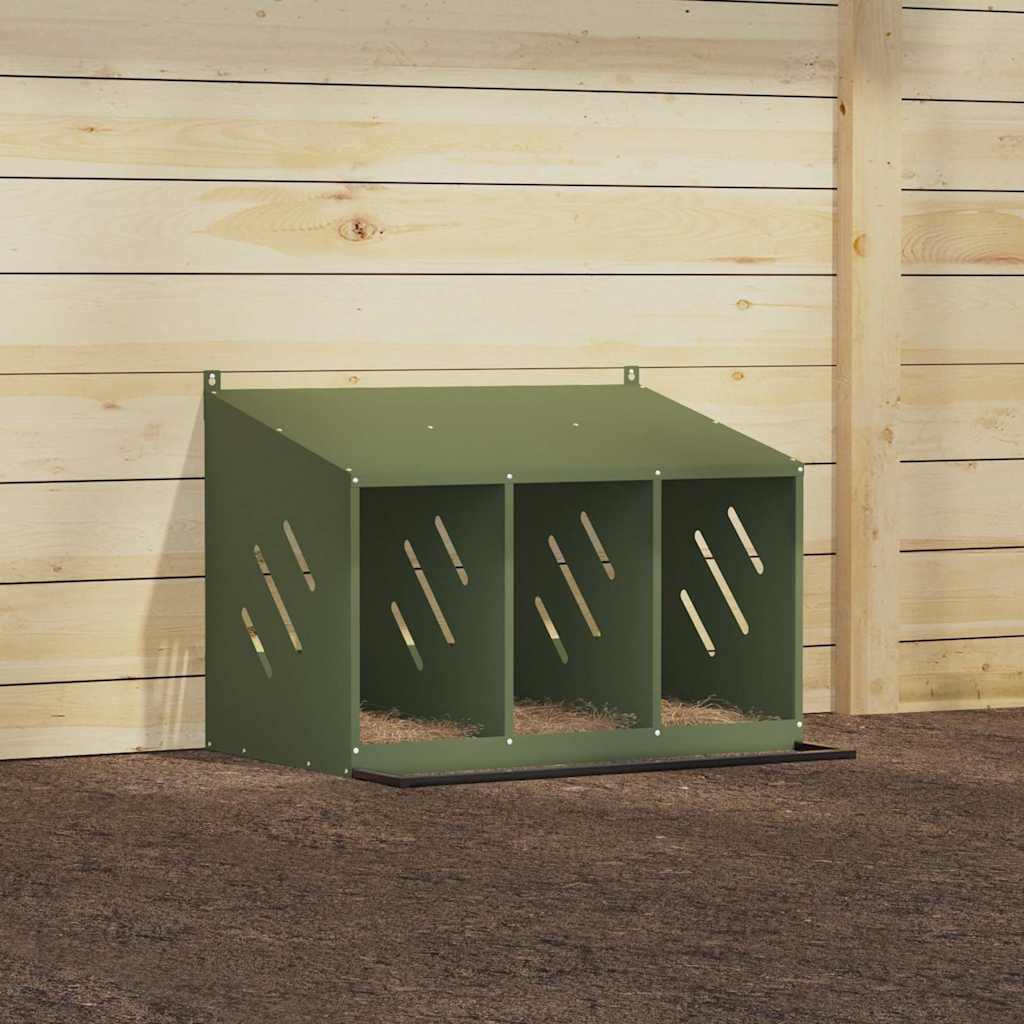 HKM-1170749 Olive Green Chicken Nesting Box with 3 Compartments for Comfortable Egg Laying