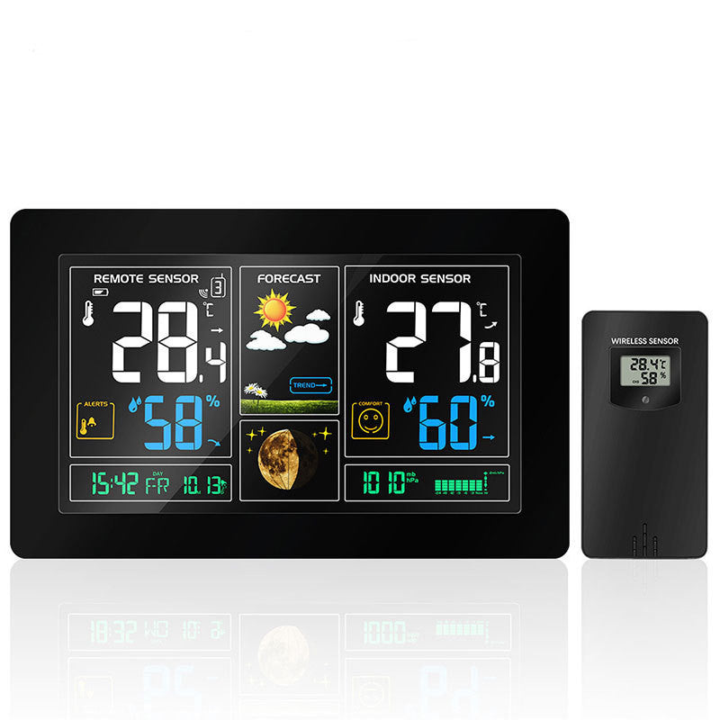 HKM-117075 Radio Controlled Perpetual Calendar Alarm Clock with Humidity and Weather Forecast Features