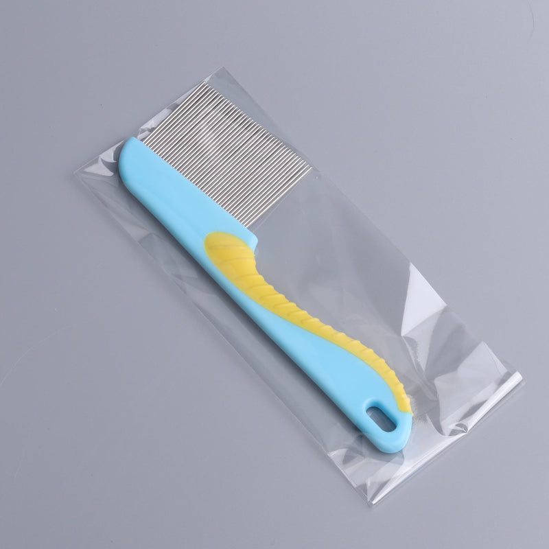 HKM-117139 Pet Grooming Flea Comb with Long Handle for Dogs and Cats - Stainless Steel and ABS TPR Material