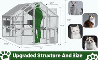 HKM-1172797 Spacious Outdoor Cat Room 110” Play Fence with Waterproof Cover and Multi-Level Design