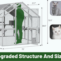 HKM-1172797 Spacious Outdoor Cat Room 110” Play Fence with Waterproof Cover and Multi-Level Design
