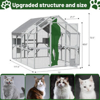 HKM-1172797 Spacious Outdoor Cat Room 110” Play Fence with Waterproof Cover and Multi-Level Design