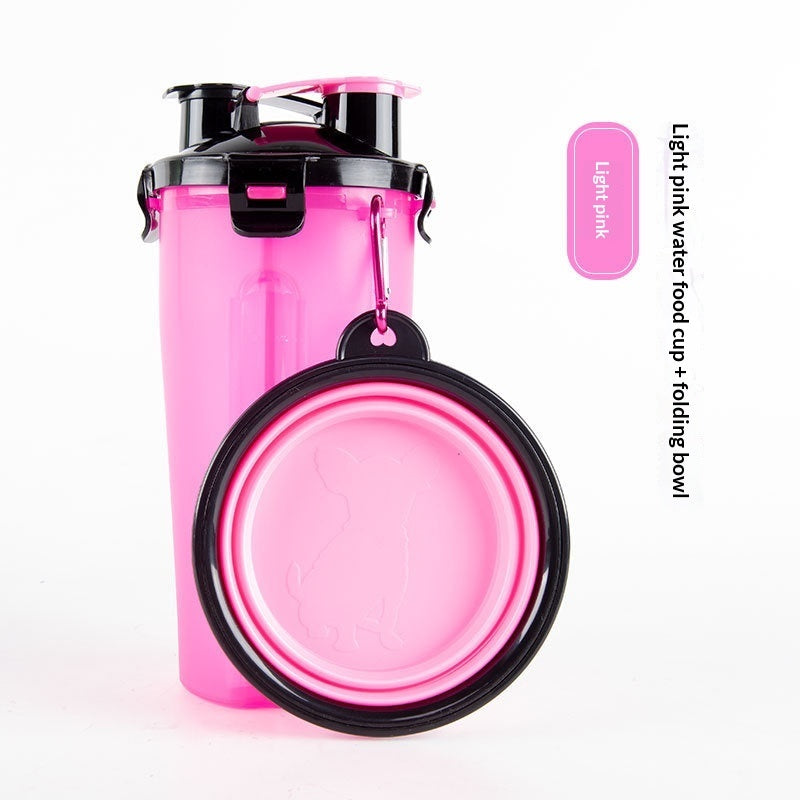 HKM-1172925 Portable Foldable Pet Dog Water Cup with Food Bowl - Multiple Color Options Available