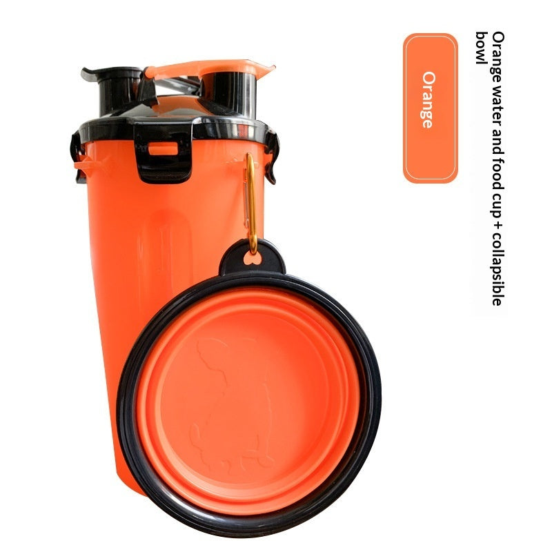 HKM-1172925 Portable Foldable Pet Dog Water Cup with Food Bowl - Multiple Color Options Available