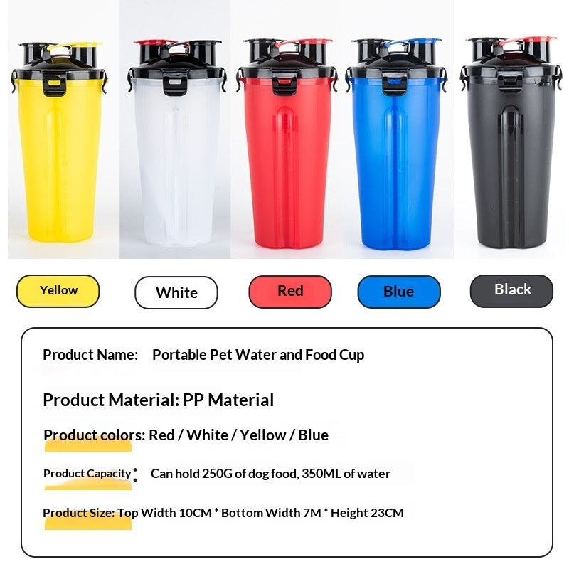 HKM-1172925 Portable Foldable Pet Dog Water Cup with Food Bowl - Multiple Color Options Available