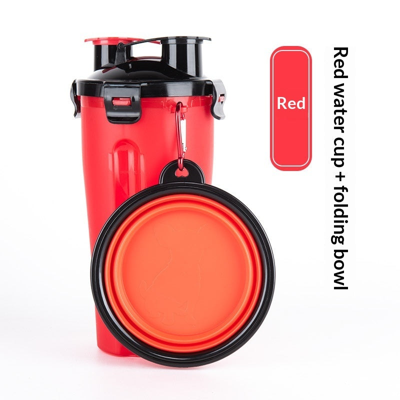 HKM-1172925 Portable Foldable Pet Dog Water Cup with Food Bowl - Multiple Color Options Available