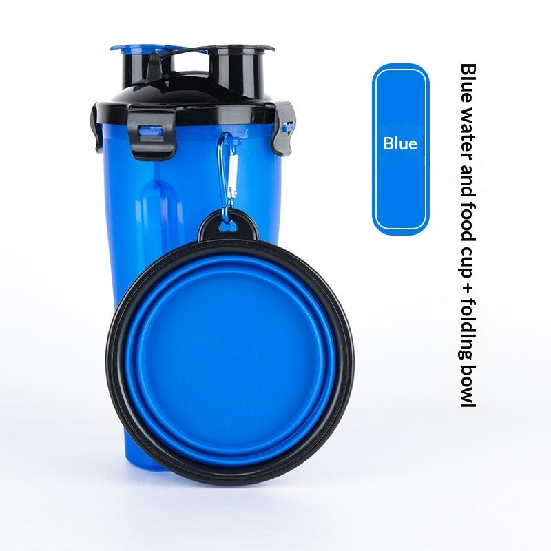 HKM-1172925 Portable Foldable Pet Dog Water Cup with Food Bowl - Multiple Color Options Available