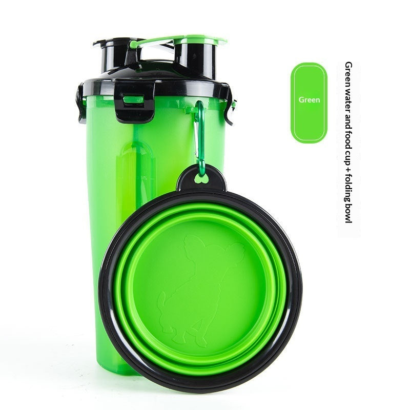 HKM-1172925 Portable Foldable Pet Dog Water Cup with Food Bowl - Multiple Color Options Available