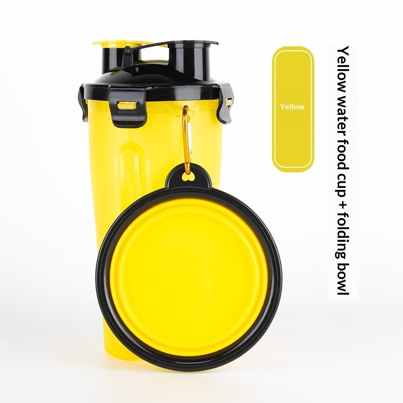 HKM-1172925 Portable Foldable Pet Dog Water Cup with Food Bowl - Multiple Color Options Available
