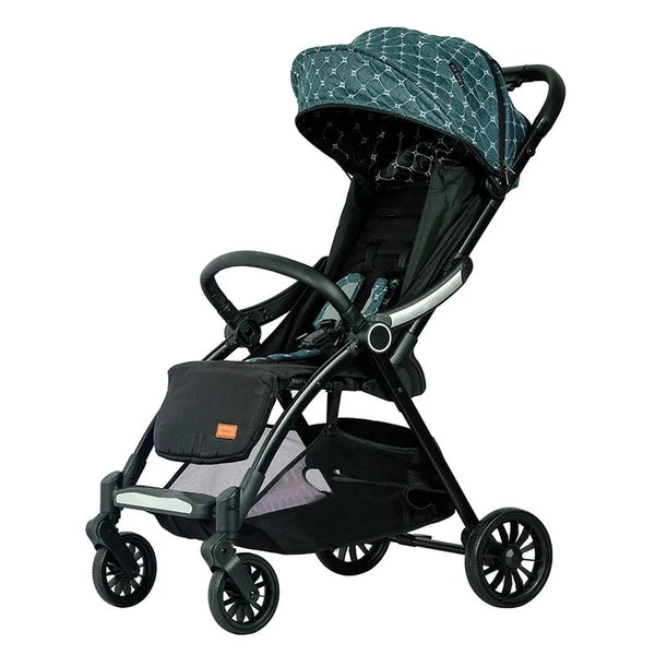 HKM-9117395 Adjustable Baby Stroller with a Five-Point Safety Harness and a One-Click Folding Mechanism and an Extended Canopy