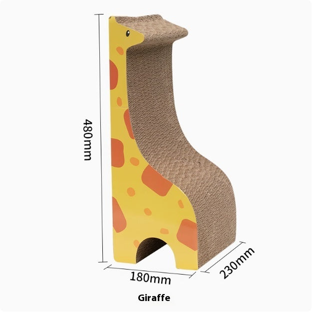 HKM-1175101 Vertical Cat Scratch Board Toy - Giraffe, Elephant, Baby Crocodile Designs in Corrugated Paper